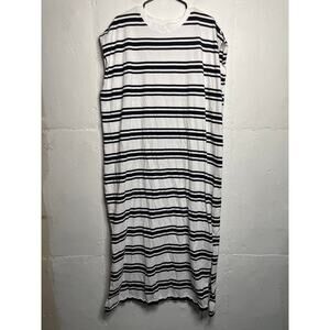 Abercrombie & Fitch Womens Striped Sleeveless Maxi Dress Black White XXL Cotton